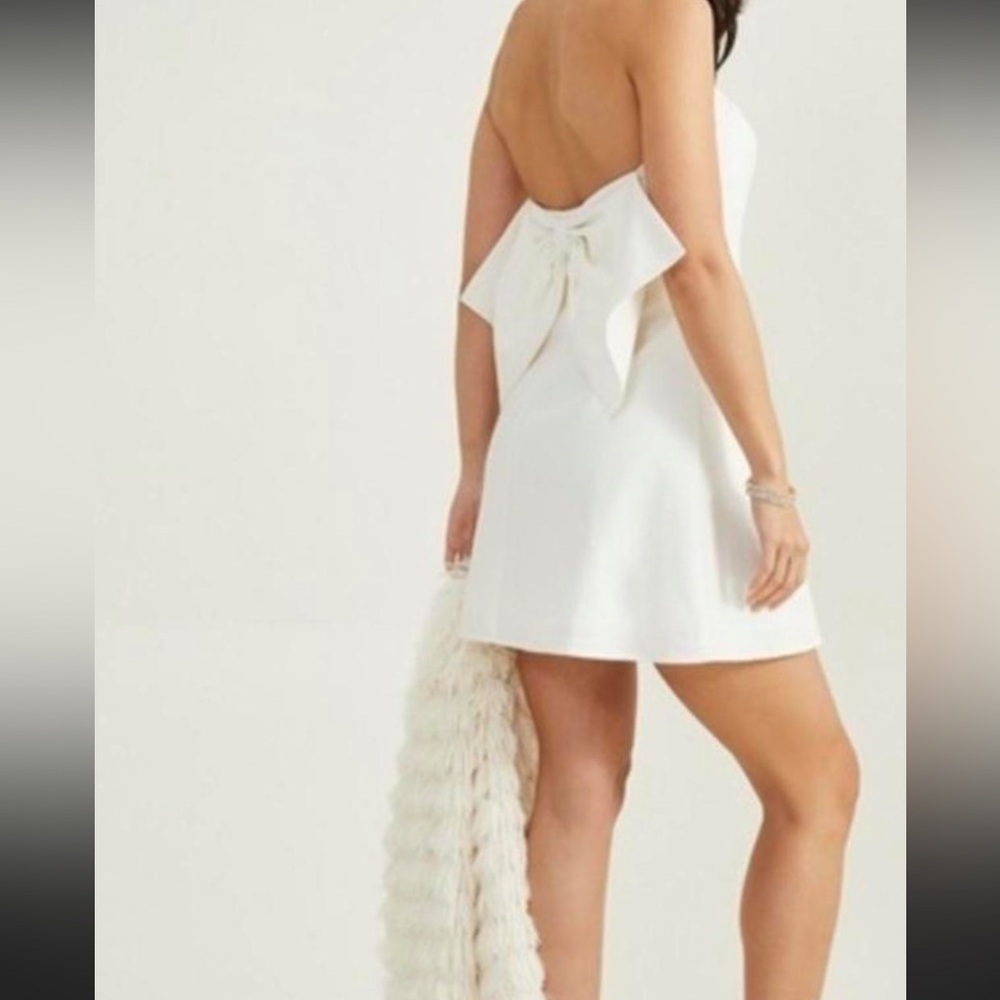 Altar'd State Ivory Bow-Back Mini Dress